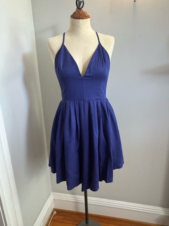 NBD Dresses & Skirts - NBD Royal Blue Plunging V Mini Dress with Spaghetti Straps
